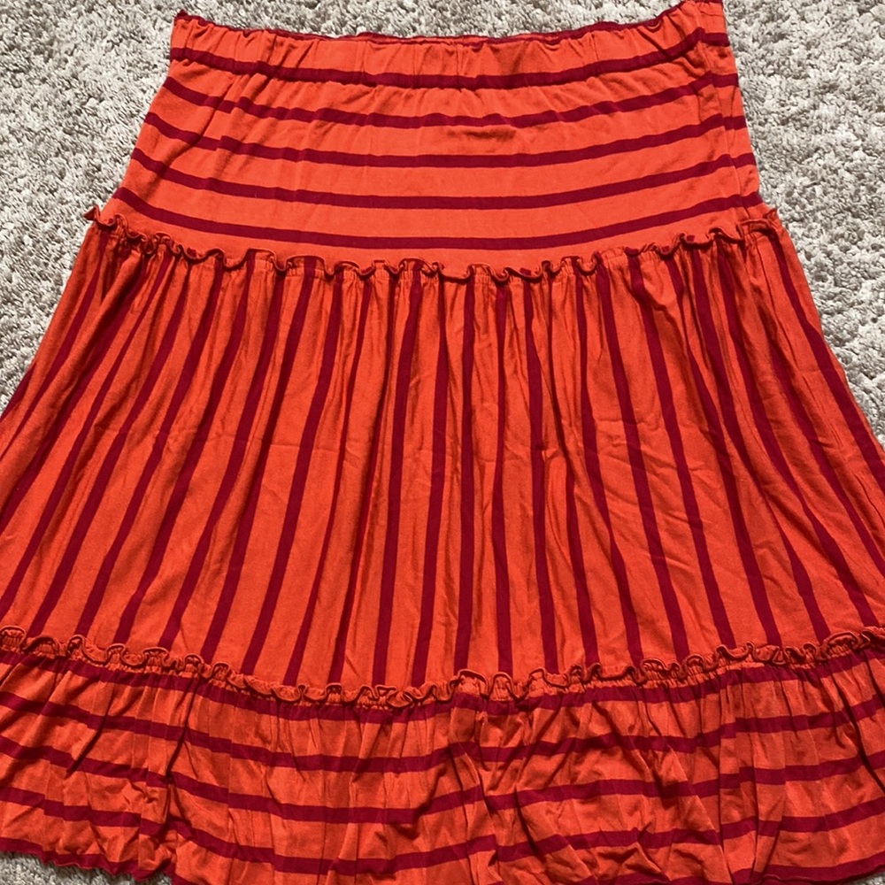 Calvin Klein Orange Striped Super Soft Midi Skirt S - Picture 5 of 5
